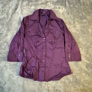 🌟5 for $25 | H&M Purple Blouse with White Stripes

#1360
